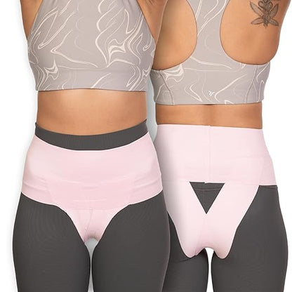 Patented Women’s Pelvic Floor Orthotic Support Belt ― Uterus Pain Relief Girdle for Dropped Bladder, Vulvar Varicosities, Postpartum Recovery, SPD | High Waist - PINK - SMALL