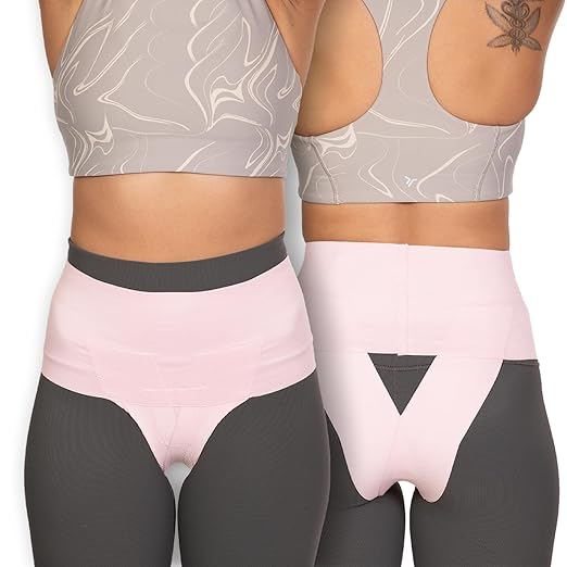 Patented Women’s Pelvic Floor Orthotic Support Belt ― Uterus Pain Relief Girdle for Dropped Bladder, Vulvar Varicosities, Postpartum Recovery, SPD | High Waist - Pink (M)
