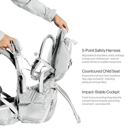 Vandra™ Glacier - Scandinavian Hiking Baby Carrier Backpack - Gravity Lock™ Hard-Shell Frame - Nest Child Carrier for Toddler & Kids - Dust Bag, Alu Tag & More Included