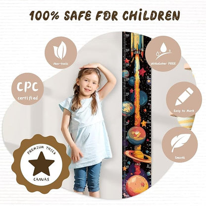 Personalized Name Kids Growth Chart for Wall, Rocket Premium Canvas Removable Height Chart for Kids, Height Measurement for Wall, Height Chart for Kids & Babies, Kids Nursery Decor