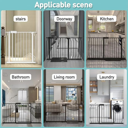 WAOWAO Baby Gate 4.71" Extra Wide Pressure Mounted Walk Through Swing Auto Close Safety White Metal Toddler Kids Child Dog Pet Puppy for Stairs,Doorways,Kitchen