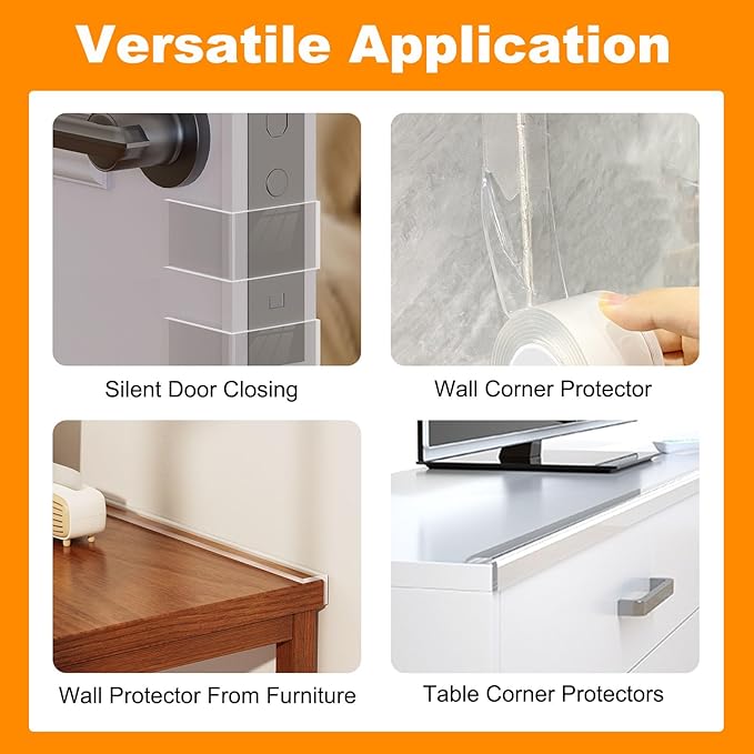 CHENYA Clear Edge Protector Strip Sharp Edge Wrap Cover Tape,0.8 in x 13.12 FT,Self Adhesive Protective Bumper Guards for Cabinet Door Desk Glass Table Bed Furniture, Kitchen Countertop, Waterproof
