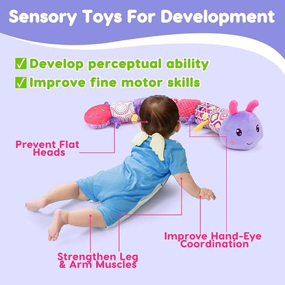 Baby Girl Toys 0-3-6 Months Musical Stuffed Animals Plush Caterpillar Toy with Crinkle Rattles Tummy Time Sensory Learning Toys for Infants 6-9-12 Months Newborn Girls Boys Essentials Shower Gifts 1