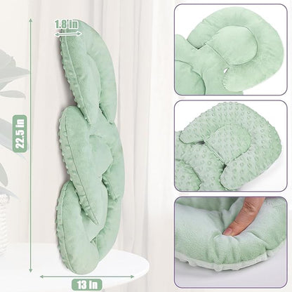 GFU Infant Car Seat Insert Head and Body Support, Reversible Newborn Insert for Carseat with Strap Pads, Soft Stroller Cushion Pillow Insert for Boys and Girls, Fits for Stroller, Swing, Green