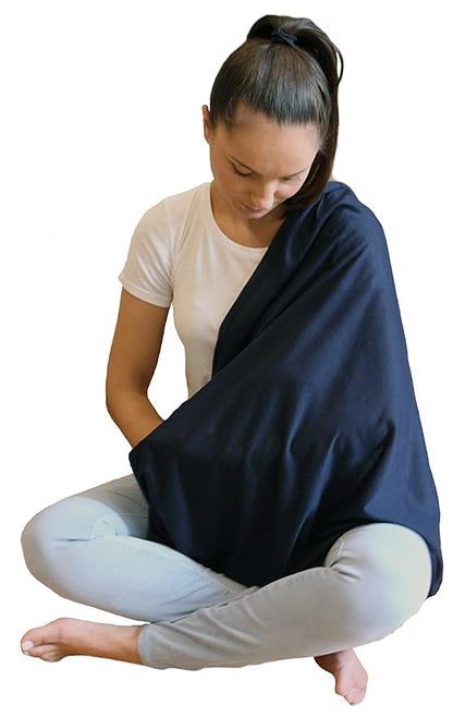 LK Baby Infinity Nursing Scarf Breastfeeding Cover Ultra Soft Premium Jersey Polyester- 100% AZO free and Safe for Baby (Navy Blue)