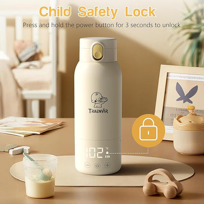 Portable Bottle Warmer for Travel, Removable Bottle Warmer for Formula, Breast Milk & Water, 17oz Large Capacity Baby Milk Warmer with Fast Heating, Baby Bottle Warmer On The Go for Outdoor