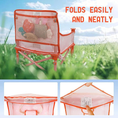 Tiny Marvels Portable 3-in-1 Baby Booster Seat, Cozy Floor Seat, Feeding Seat with Tray, Compact Foldable Toddler Booster with Child Safety Belt Carry Bag, Perfect for Travel (Blush Petals)