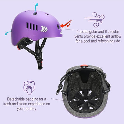KAMUGO Kids Bike Helmet Set, Toddler Helmet for Ages 2-8 Boys Girls with Sports Protective Gear Set Knee Elbow Wrist Pads for Skateboard Cycling Scooter Rollerblading