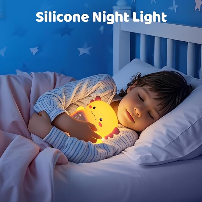 Axolotl Alarm Clock with Night Light for Kids, Rechargeable Silicone Lamp Time to Wake Clock，Cute Animal Tabletop Lamp, Perfect Sleep Companion for Boys Girls