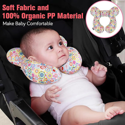 KAKIBLIN Baby Neck Pillow, Upgraded Baby Support Pillow,Baby Neck Support Pillow for Carseat, Newborn Neck Support for Car Seat,Pushchair,Travel (Flower)