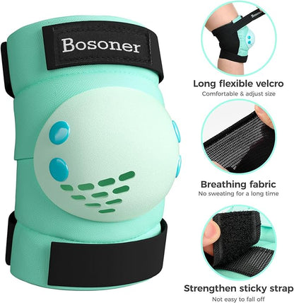 BOSONER Kids/Youth Knee Pad Elbow Pads for Roller Skates Cycling BMX Bike Skateboard Inline Rollerblading, Skating Skatings Scooter Riding Sports