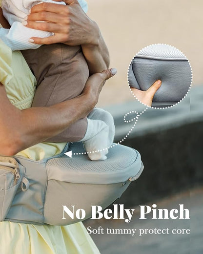 Baby Carrier, MOMTORY Safety-Certified 6-in-1 Baby Carrier with Hip Seat, Detachable Baby Holder Carrier Newborn to Toddler, Soft Ergonomic Toddler Support Carrier for 7-50lbs- Grey