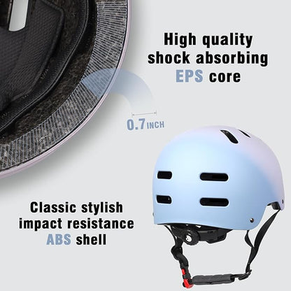 Skateboard Bike Helmet for Adults Women Men Youth Kids (2-3-5-8-14+ Years Boys Girls) - Lightweight Multi-Sport Adjustable Helmets for Bicycle Skateboard Scooter Skate Cycling