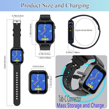 Goodatech Smart Watch for Kids 4-12 Years Boys Girls, 26 Puzzle Games,HD Camera,Video Music Player,Pedometer,Flashlight,Calendar,Alarm Clock,Aluminum Case,Sport Band (Black)