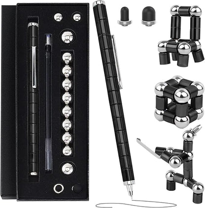 Magnetic Fidget Pen Toys - Multifunctional Writing Novel Pen for Friends, Kids, Boys, Girls, Teens 8+, Office Teacher Birthday Party Gifts, Stress & Anxiety Relief(Black)