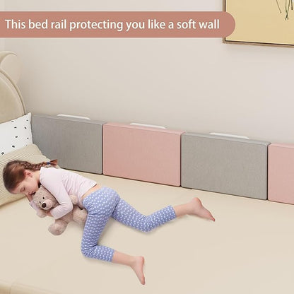 Bed Rail Bumpers for Toddlers, for Elderly Adults Safety, Adjustable Bed Side Guard Rails for Kids, Twin, Bunk, Queen & King Full Size Beds（Pink, 2 Packs）
