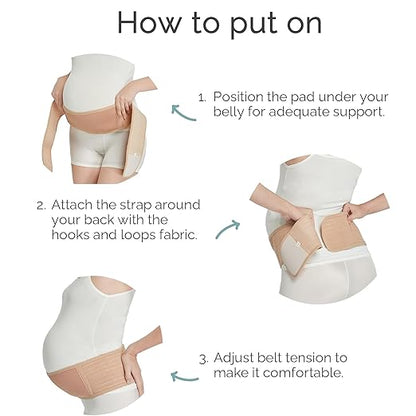 NeoTech Care Adjustable Maternity Belt - Light and Breathable Pregnancy Belly Support Band for Pregnant Women (Beige, Extra Large Size)