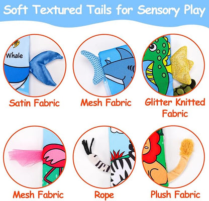 2PCS Baby Books 0-6 Months Tummy Time Infant Toys 0-3 Months High Contrast Baby Sensory Toys 3-6 6-12 Months Newborn Essentials Must Haves Crinkle Touch Feel Busy Soft Books for Babies Shower Gifts