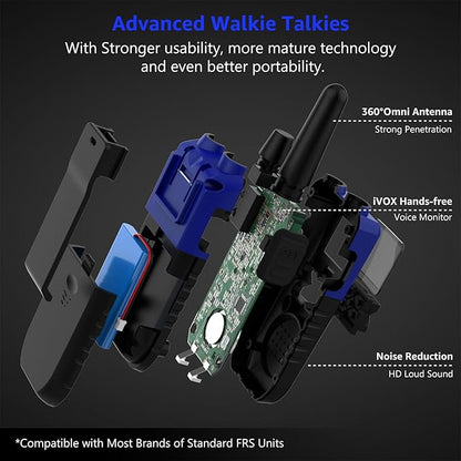 Walkie Talkies Rechargeable for Adults Long Range with NOAA Weather Alert, Multi-Purpose 2 Way Radios 4 Pack for Team Work Seniors Care Kids Adventure Family Camping Hiking Skiing Cruise