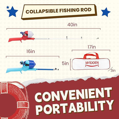 Kids Fishing Pole, Telescopic Fishing Rod, Toddler Collapsible Fishing Rod and Reel Combo with Tackle Box, Fishing Line, Bobber, and Soft Lures for Boy, Girl, Youth, Beginner, Over 4 Years Old