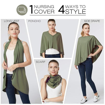 Nursing Cover & Baby Nursing Poncho,Multi Use Breastfeeding Cover for CarSeat Canopy, High Seat Cover, Stroller Cover, Shopping Cart Cover,Nursing Scarf for Boy and Girl by Kefee Kol (Green)