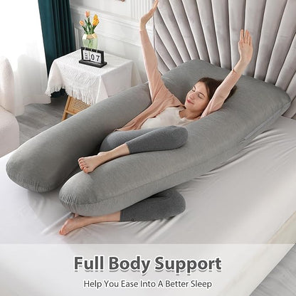 Amagoing Pregnancy Pillows with Cooling Cover, U-Shape Full Body Pillow for Sleeping, Support for Back, Legs, Belly, HIPS for Pregnant Women, Maternity Pillow for Adults, Dark Grey Cooling