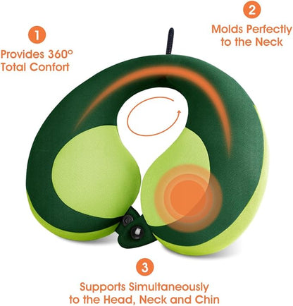 INFANZIA Kids Chin Supporting Travel Neck Pillow, Helps Support Head and Neck, Comfortably Designed for Head, Neck, and Chin Support - Gifts for Toddler/Child/Kids, Green