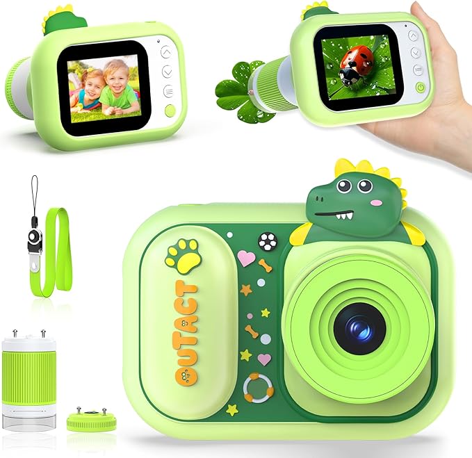2 in 1 Microscope for Kids & Video Camera, 1000X Digital Microscope with 2.4" Screen, 1080P Portable Handheld Kids Camera Toys, STEM Educational Science Kit Toys for 3-12 Age Years Old Boys Girls