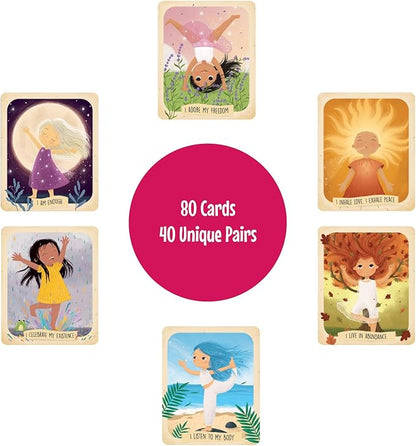Menique Shine Memory Matching Game – 80 Cards (40 Pairs) with Positive Affirmations for Brave Girls – Motivational & Mindful Matching Game for Confidence and Self-Love
