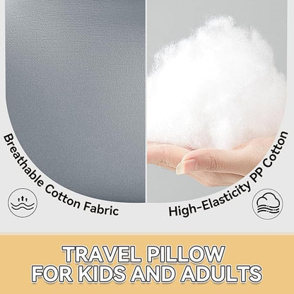 Travel Pillow,Car Pillow Kids Travel Pillow Car seat Pillow U Shaped Pillow for Travel Skin-Friendly Material The Sleeping Aid for Adults and Kids on Road Trips (Gray)