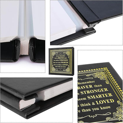 Inspirational Leather Photo Album,Magnetic Self-Stick Page Photo Album,Family Album,Hand Made DIY Albums Holds 3x5, 4x6, 5x7, 6x8 Photos (black-always remember)