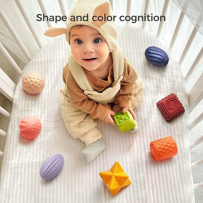 TUMAMA Baby Sensory Ball Set,Soft Textured Squeeze Balls Montessori Toys Easter Egg for Babies Toddlers 3-12 Months