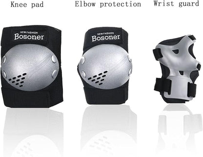BOSONER Kids/Youth Knee Pads Elbow Pads Wrist Guards Set for 3-15 Years, Child Protective Gear Set for Roller Skates, Cycling, BMX Bike, Skateboard, Inline Skating, Scooter Riding Sports…