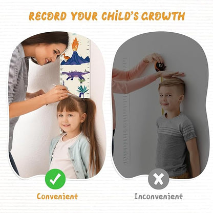 Customize Name Canvas Growth Chart for Kids, Dinosaur Unisex Kids Room Wall Decor, Measuring Height Chart, Wall Tape with Height Chart for Kids, Foldable Height Tracker, Lightweight