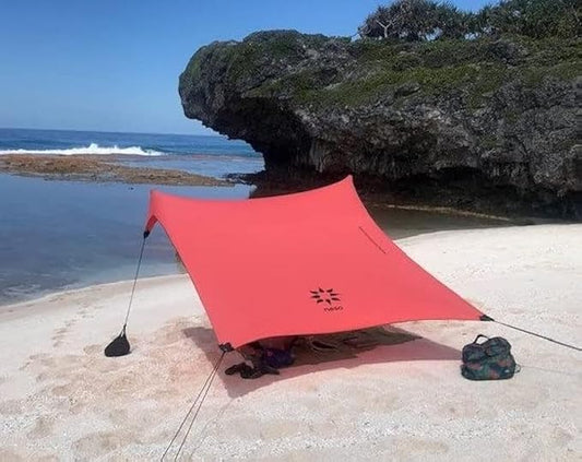 Neso Tents Beach Tent with Sand Anchor, Portable Canopy Sunshade - 7' x 7' - Patented Reinforced Corners(Lehua Red)