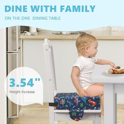 Booster Seat for Kitchen Chair with Adjustable Straps, Toddler Booster Seats for Dining Table Portable for Travel Camping Eating, Booster Cushion for Table for Baby Child Infant Kid Boy Girl