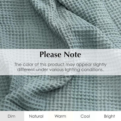 Salt Earth GOTS Certified 100% Organic Cotton Throw Blanket, 90" X 90" Blankets & Throws for Bed, Throw Blanket for Couch,Modern & Cozy Blanket, All Seasons Waffle Blanket, Soft Blanket (Silver Blue)