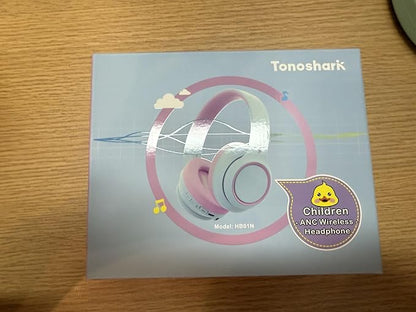 Active Noise Cancelling Headphones for Kids, 60H Playtime,Purple Wireless Bluetooth Over-Ear Headset Built-in Microphone for Home/School/Travel/Party - Includes Portable Case