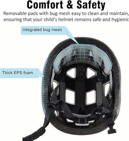 Kids Bike Helmet,2 Sizes Adjustable for Youth Child Boys & Girls Ages 3-5-8-14,Ventilation and Multi-Sport for Bicycle Scooter Skate