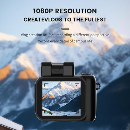 Mini Action Camera 1080P with 32GB Card Mini Vintage Camera Graduation Gifts Pocket Wearable Body Camera Campus Digital Camera Gifts for Girl