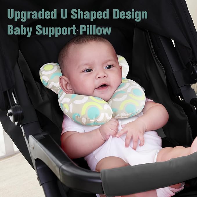 KAKIBLIN Baby Travel Pillow,Neck Pillows for Car Seat,Upgraded Baby Head Pillow,Toddler Head and Neck Support Pillow for Car Seat, Pushchair,Travel (Circle)