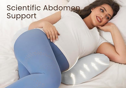 Pregnancy Pillow for Sleeping Memory Foam Pillow for Side Sleeper, Maternity Pillow Support for Back, Belly, HIPS for Pregnant Women, Portable and Adjustable Travel Wedge Pillow (CoolingSilk Grey)