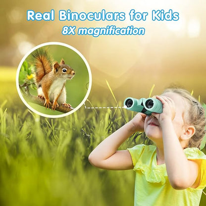 MAKINO Binoculars for Kids, Gifts for 3-12 Year Boys Girls, Compact Kids Binoculars 8x21 High-Resolution for Bird Watching, Camping, Exploration, Hiking, Hunting, Sports Events and Safari Park