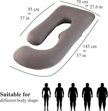 Pregnancy Pillow, Full Body Maternity Pillow 57 inch, with Removable Washable Cover - Sleep Support for Legs, Back, Neck, Shoulder, HIPS, Belly for Pregnent Women (Cooling Cover)