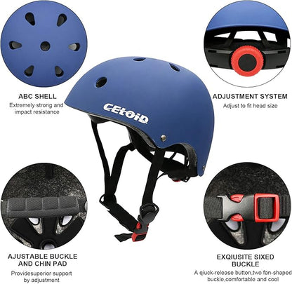 Kids Bike Skateboard Helmet Pad Set,Toddler Cyling Protective Gear Knee & Elbow Pads Wrist Guards for 5-8-10-12-14-16 Years Girls Boys Bicycle Scooter Roller Skate Inline Skating Rollerblading