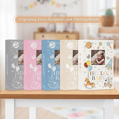 Lanpn Baby Photo Album 4x6 300 Pockets, Linen Newborn Bebe Ultrasound Photo Album with Memo Writing Area Photo Book, Picture Album for kids, Baby Girl Boy Memory Book Keepsake Beige