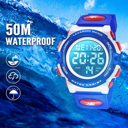 Kids Watch,Boys Watch for 3-15 Year Old Boys,Digital Sport Outdoor Multifunctional Chronograph LED 50 M Waterproof Alarm Calendar Analog Watch for Children with Silicone Band,Kids Gift