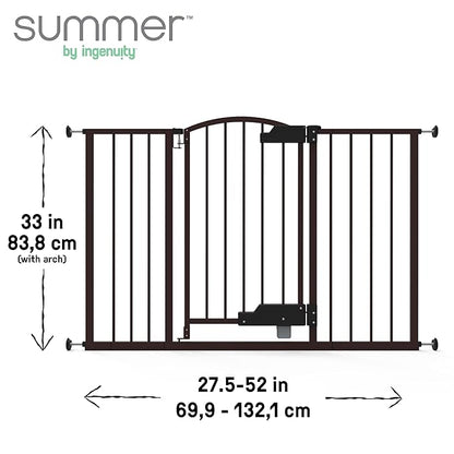 Ingenuity Easy Open Baby Gate & Dog Gate, Hands-Free Open Patent-Pending Foot Pedal, 27.5"-52" Wide, 28" Tall, Hardware or Pressure Mounted, Install in Doorway, Bottom of Stairs, or Wall - Espresso