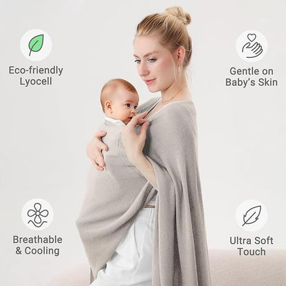 Nursing Cover for Breastfeeding – Privacy Breast Feeding Covers for Women – Soft Lyocell Fabric, Lightweight & Breathable – Multi-Use Scarf, Shawl, Baby Blanket – One Size – with Laundry Bag