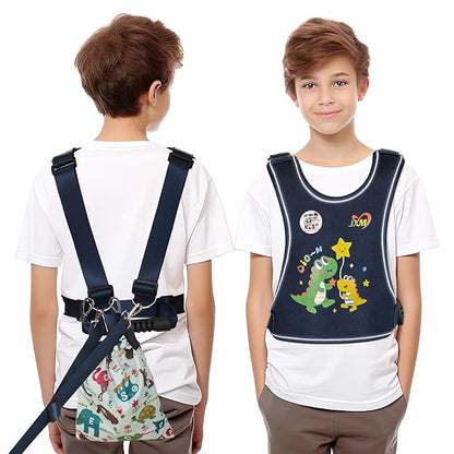 2025 New Safety Walking Harness for Big Kids (6-12yrs) with Autism Special Needs ADHD, Anti-Elopement Vest Harness with Grab Handle and Light Reflector, Adjustable Leash for Autistic, Active Child